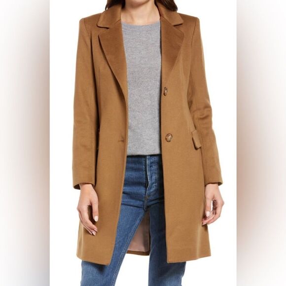 Fleurette Notched Collar Wool Walker Coat in Vicuna Camel $ 1098.00 NWT - Picture 2 of 8